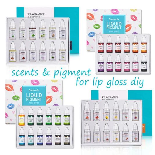 12pcs/box 10ml Vegan Natural Flavoring Oil Scents Essence Oil Drops Liquid Pigment Dyeing Color for Lip Gloss Diy Use - TotallyVeG