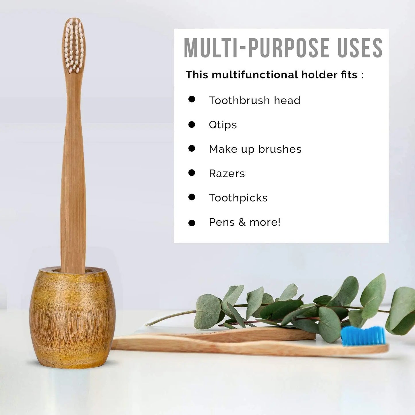 1PCS Eco Friendly Bamboo Toothbrush Holder Wooden Toothbrushes Bathroom Stands Natural Vegan Zero Waste Accessories Tools - TotallyVeG