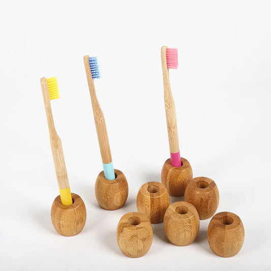 1PCS Eco Friendly Bamboo Toothbrush Holder Wooden Toothbrushes Bathroom Stands Natural Vegan Zero Waste Accessories Tools - TotallyVeG