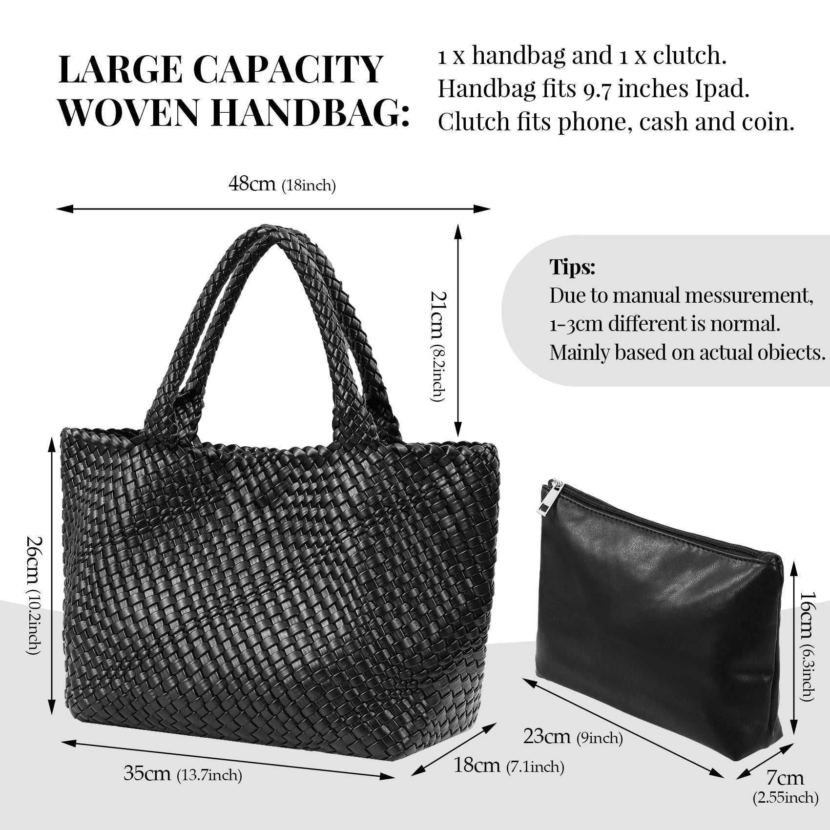 Woven Bags for Women Fashion Top Handle Shoulder Bag Soft Vegan Leather Work Shopper Summer Beach Travel Tote Bag with Purse - TotallyVeG