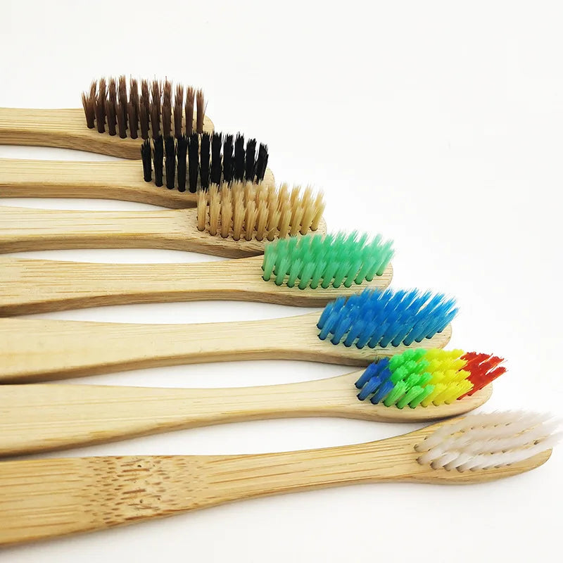 10 Piece Soft Bristles Bamboo Toothbrush Eco Friendly Vegan Tooth Brush - TotallyVeG