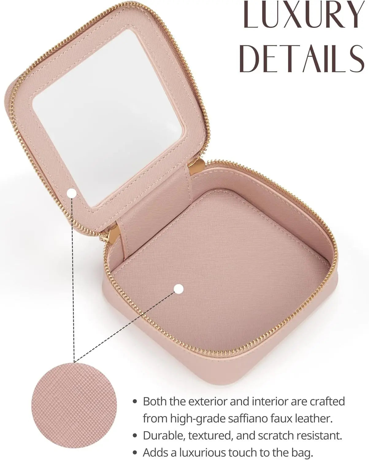 Vegan Leather Mini Makeup Bag Pu Saffiano Leather Cute Small Visible Window Storage Lipsticks Cosmetics Case For Purse - TotallyVeG