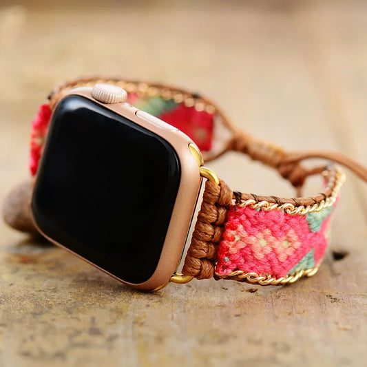 Cotton Wristband Aple Watch Strap 38/45mm Bohemia Style Smartwatch Band Vegan Bracelet For Iwatch Series 7 Accessories - TotallyVeG