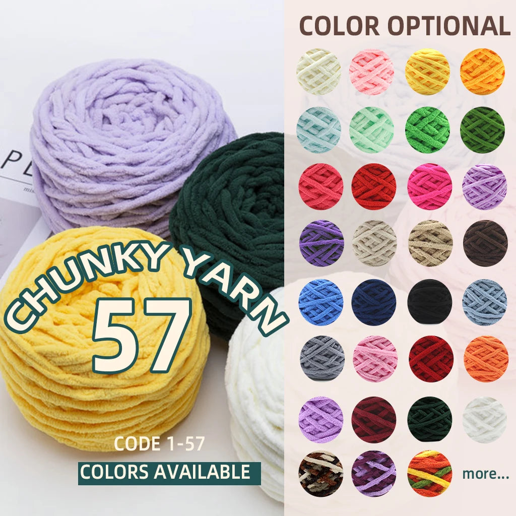 100G Chenille Yarn 100% Polyester Vegan Chunky Yarn Jumbo Yarn Knitting Materials for Knitting Scarves Blankets - TotallyVeG